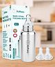 Kidbea Stainless Steel Baby Feeding Bottle 250ml (6m+) with 2 Extra Silicone Nipples | BPA Free Wide Neck Anti-Colic Infant Milk Bottle Feeder