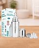 Kidbea Stainless Steel Baby Feeding Bottle 250ml (6m+) with 3 Extra Silicone Nipples | BPA Free Wide Neck Anti-Colic Infant Milk Bottle Feeder
