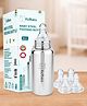 Kidbea Stainless Steel Baby Feeding Bottle 250ml (6m+) with 4 Extra Silicone Nipples | BPA Free Wide Neck Anti-Colic Infant Milk Bottle Feeder