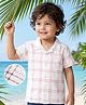 Babyhug 100% Cotton Woven Shirt Half Sleeve Resort Collar Check White 9-12 Months