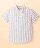 Babyhug Cotton Woven Half Sleeve Mandarin Collar Kurta Stripe Shirt Grey 9-12 Months