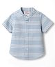 Babyhug Cotton Woven Half Sleeves Striped Shirt With Mandarin Collar- Light Blue