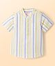 Babyhug Cotton Woven Shirt Half Sleeve Mandarin Collar Stripe Multi Color 9-12 Months