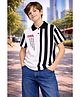 Sportking Cotton Blend Knit Half Sleeves Striped & Typography Printed Polo Tee - Black