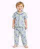Sportking Cotton Blend Knit Half Sleeves Typography & Cartoon Printed Coordinating Shirt & Pajama Night Suit - Grey