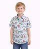 Sportking Cotton Blend Woven Half Sleeves Robots Printed Shirt - Sky Blue & White