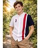Sportking Cotton Blend Woven Half Sleeves Colour Blocked Man Embroidered Shirt - Off White