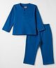Babyhug Cotton Knit Full Sleeves Solid T-Shirt & Pyjama Night Suit - Navy blue