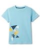 Tales & Stories Cotton Woven Half Sleeves Abstract Printed Tee - Sky Blue