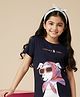 Tales & Stories Lycra Knit Half Sleeves Dog Printed Tee - Navy Blue