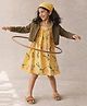 Tales & Stories Denim Woven Pineapple & Animal Printed Dress With Full Sleeves Jacket - Yellow