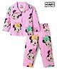 Babyhug Disney Single Jersey Knit Full Sleeves Shirt & Pyjama Co-ord Night Suit With Minnie Mouse Print - Pink