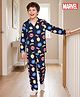 Honeyhap Marvel 100% Cotton Knit Full Sleeves Co-Ords Shirt & Pyjama Night Suit With Avengers Print - Navy Blue