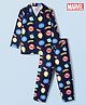 Honeyhap Marvel 100% Cotton Knit Full Sleeves Co-Ords Shirt & Pyjama Night Suit With Avengers Print - Navy Blue