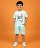 Kiddopanti Cotton Knit Half Sleeves New York City Text Printed Tie Dye Tee &  Shorts Set - Green