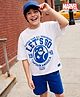 Honeyhap Marvel 100% Cotton Knit Half Sleeves T-Shirt & Shorts Set With Captain America Graphic - Blue & White