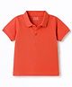 Babyhug Cotton Knit Half Sleeves Solid Polo T-Shirt - Orange