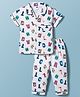 Teddy Sinker Knit Half Sleeves Number & Sports Theme Printed Co-Ords Shirt & Pyjama Night Suit - White