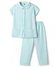 Teddy Sinker Knit Half Sleeves Shirt & Pyjama Co-ord Night Suit with Heart Print - Light Blue