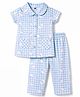 Teddy Sinker Knit Half Sleeves Shirt & Pyjama Co-ord Night Suit with Bear Print - Light Blue