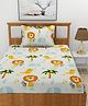 Morado Premium Glace Cotton  Flat Single Bedsheet with 1 Pillow Cover (60x90Inches) Lion Face -Cream
