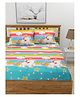 Morado Premium Glace Cotton  Flat Double Bedsheet with 2 Pillow Cover (90x100Inches) Pink Unicorn - Multi Color