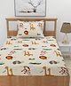 Morado Premium Glace Cotton  Flat Single Bedsheet with 1 Pillow Cover (60x90 Inches) Offwhite Animal - Offwhite