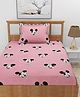 Morado Premium Glace Cotton  Flat Single Bedsheet with 1 Pillow Cover (60x90 Inches) Pink Micky - Pink