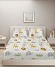 Morado Premium Glace Cotton  Flat Double Bedsheet with 2 Pillow Cover (90x100 Inches) Offwhite Animal - Offwhite