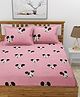 Morado Premium Glace Cotton  Flat Double Bedsheet with 2 Pillow Cover (90x100 Inches) Pink Micky- Pink