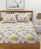 Morado Premium Glace Cotton  Flat Double Bedsheet with 2 Pillow Cover (90x100 Inches) Star & Jar - Silver Grey