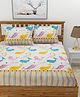 Morado Premium Glace Cotton Elastic Fitted Double Bedsheet with 2 Pillow Cover (72x78x8 Inches) Ocean Fish - Multicolor