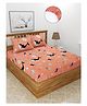 Morado Premium Glace Cotton Elastic Fitted Double Bedsheet with 2 Pillow Cover (72x78x8 Inches) Pink Dolphin - Pink