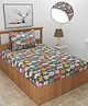 Morado Premium Glace Cotton Elastic Fitted Single Bedsheet with 1 Pillow Cover (36x72x8 Inches) Animal faces - Offwhite