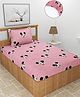Morado Premium Glace Cotton  Elastic Fitted Single Bedsheet with 1 Pillow Cover (36x72x8 Inches) Pink Micky - Pink
