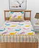 Morado Premium Glace Cotton Elastic Fitted Single Bedsheet with 1 Pillow Cover (36x72x8 Inches) Ocean Fish - Multicolor