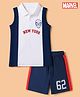 Honeyhap Marvel 100% Cotton Single Jersey Knit Sleeveless Collared T-Shirt and Shorts with Color Block Spider-Man Graphic Print - Navy Blue