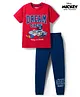 Pine Kids Disney Single Jersey Knit Half Sleeves T-Shirt Pyjama Night Suit With Mickey & Donald Print - Multicolour
