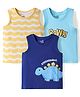 Doodle Poodle 100% Cotton Knit Sleeveless T-Shirts with Dino Print Pack of 3 - Multicolor