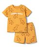 Babyhug Cotton Knit Half Sleeves Tiger Printed Co-Ords T-Shirt & Shorts Night Suit - Rust Orange