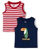 Doodle Poodle Cotton Knit Sleeveless Printed T-Shirts Navy Blue New Born Pack of 2