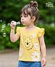 Babyhug Disney Cotton Knit T-Shirt with Winnie The Pooh Graphic Frill Sleeve Round Neck Yellow 3-6 Months
