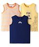 Doodle Poodle 100% Cotton Knit Sleeveless Striped & Animal Printed Tank T-Shirts Pack of 3 - Multicolor