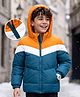 Pine Kids Woven Full Sleeves Hooded Padded Jacket with Colour Block Design - Blue