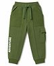 Babyhug Cotton Terry Knit Full Length Lounge Pant with Text Print & Cut & Sew Design- Olive Green