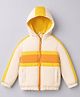 Pine Kids Woven Full Sleeves Hooded Padded Jacket with Colour Block Stripes - Off White