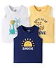 Doodle Poodle 100% Cotton Knit Sleeveless T-Shirts with Animal Print Pack of 3 - Yellow White & Navy Blue