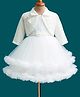 Enfance Woven Full Sleeves Layered Party Dress With Checks Jacket - White