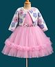 Enfance Woven Full Sleeves Flower Embroidered & Embellished Dress With Jacket - Lavender