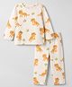 Babyhug Cotton Knit Full Sleeves T-Shirt & Pyjama Night Suit with Cub Print -  Off White
